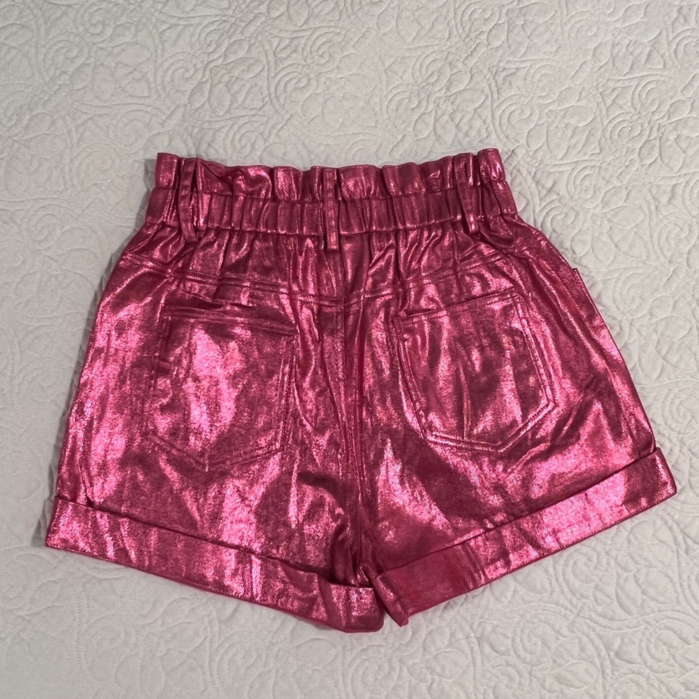Fantastic Fawn metallic pink jean shorts - Picture 2 of 5